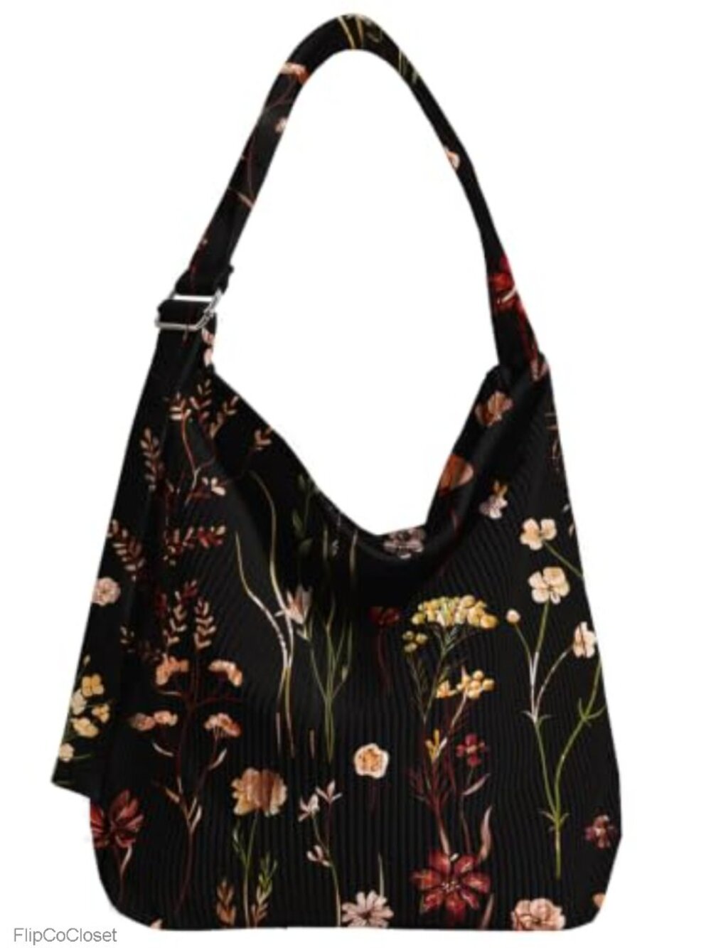 Corduroy Hobo Bag Large Zipper Tote Adjustable Crossbody Shoulder Handbag